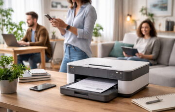 Netzwerkdrucker kaufen – moderner WLAN-Drucker im Homeoffice mit mehreren Nutzern