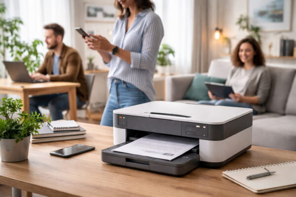Netzwerkdrucker kaufen – moderner WLAN-Drucker im Homeoffice mit mehreren Nutzern