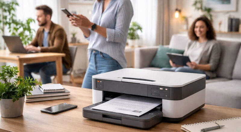 Netzwerkdrucker kaufen – moderner WLAN-Drucker im Homeoffice mit mehreren Nutzern