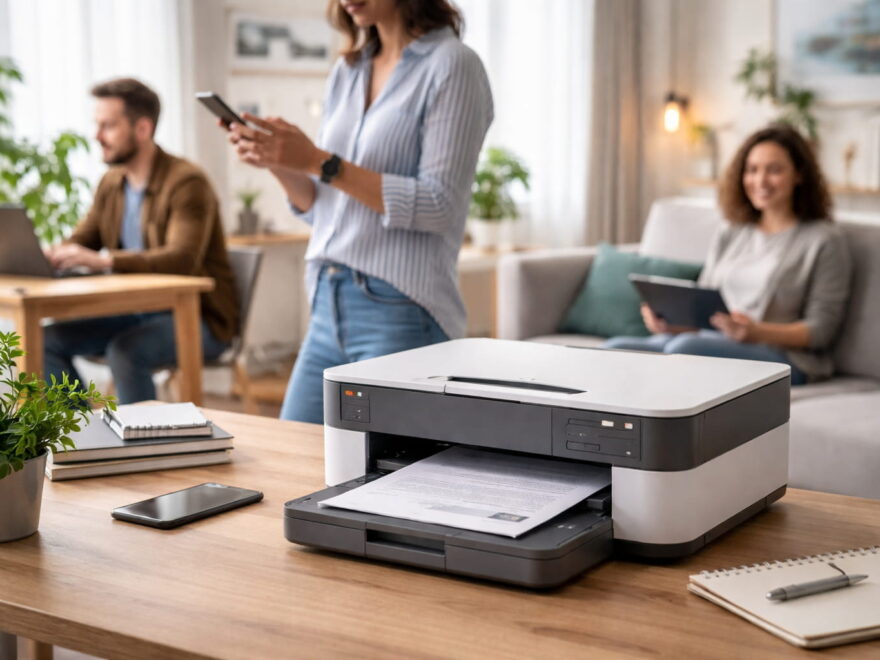Netzwerkdrucker kaufen – moderner WLAN-Drucker im Homeoffice mit mehreren Nutzern