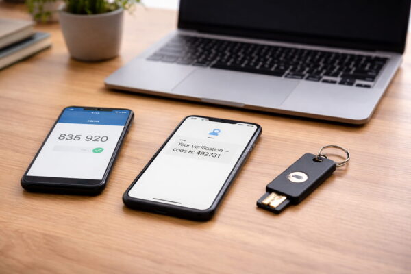 Vergleich gängiger Zwei-Faktor-Authentifizierung mit App, SMS und Hardware-Schlüssel