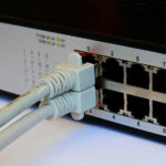 Twisted-Pair-Kabel am Switch im Heimnetzwerk