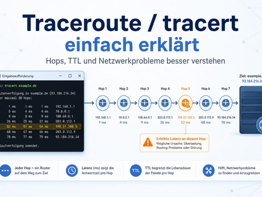 Traceroute und tracert mit Hops, TTL und Netzwerkdiagnose erklärt