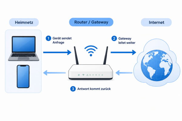 So arbeitet ein Gateway im Heimnetz Gateway leitet Daten vom Heimnetz über den Router ins Internet weiter