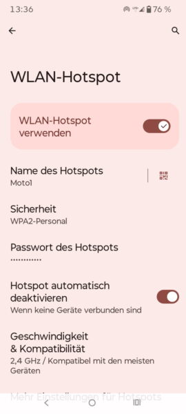 Tethering am Smartphone über den WLAN-Hotspot aktivieren