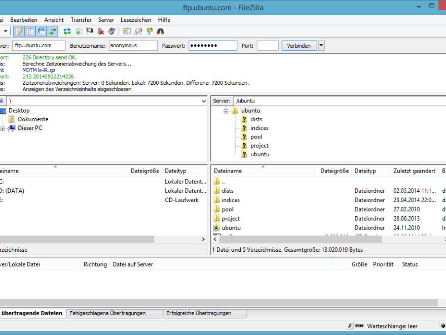 FileZilla FTP-Programm