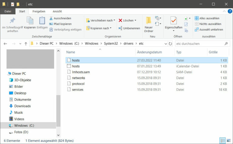 Hosts-Datei unter Windows