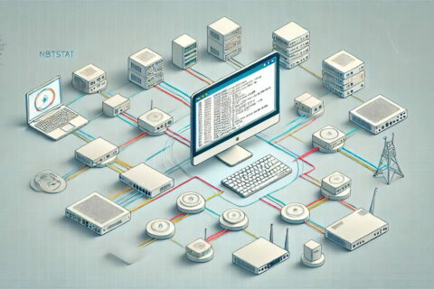 Netzwerkdiagramm zeigt die Verwendung des nbtstat-Befehls zur Anzeige von NetBIOS-Namen und IP-Adressen im Netzwerk