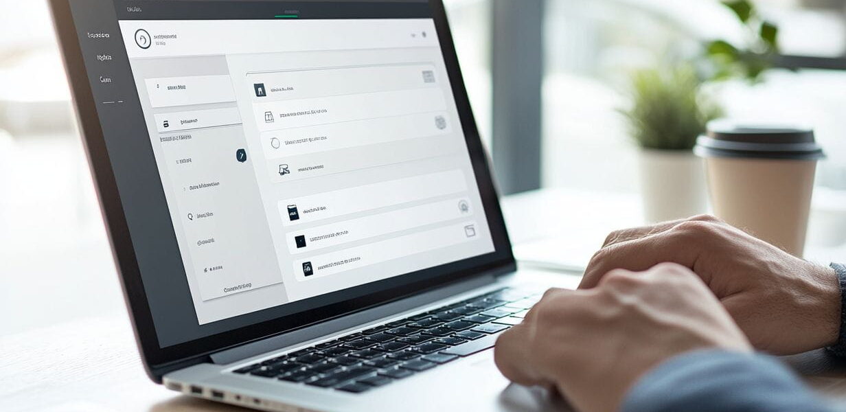 Person nutzt Passwortmanager auf Laptop zur Erstellung sicherer Passwörter