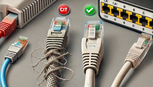 Vergleich von alten Cat5- und neuen Cat6-Netzwerkkabeln