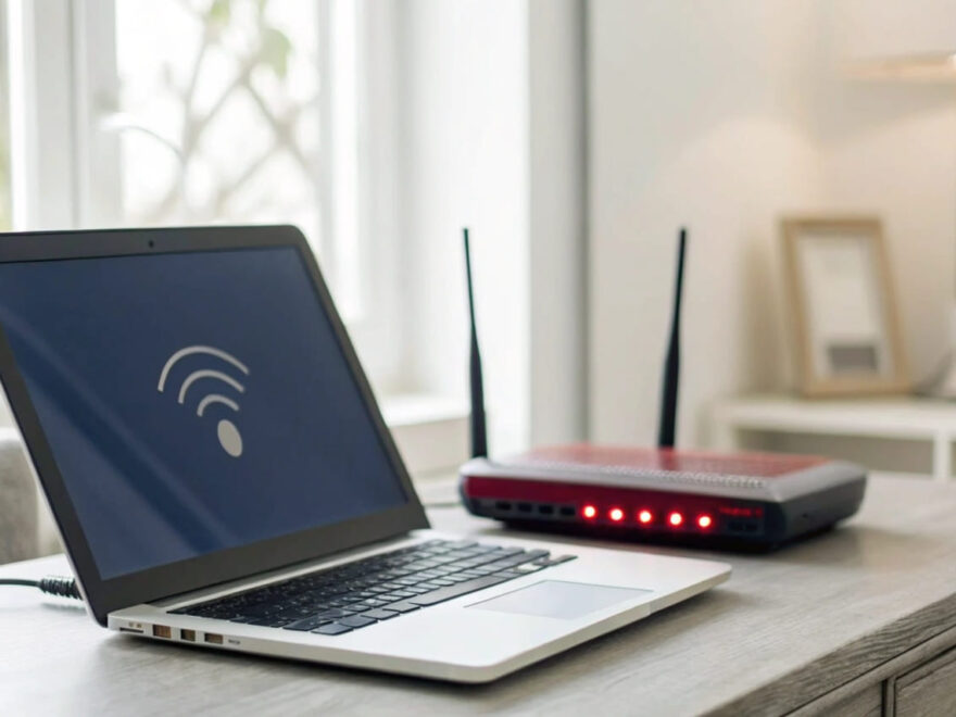 Laptop mit WLAN-Verbindung, aber kein Internetzugang – Fehlermeldung auf dem Bildschirm