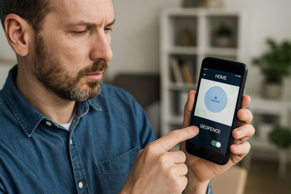 Geofencing richtig einrichten: Tipps für die Praxis im Alltag Mann richtet Geofencing auf Smartphone ein – praktische Anwendung im Smart Home