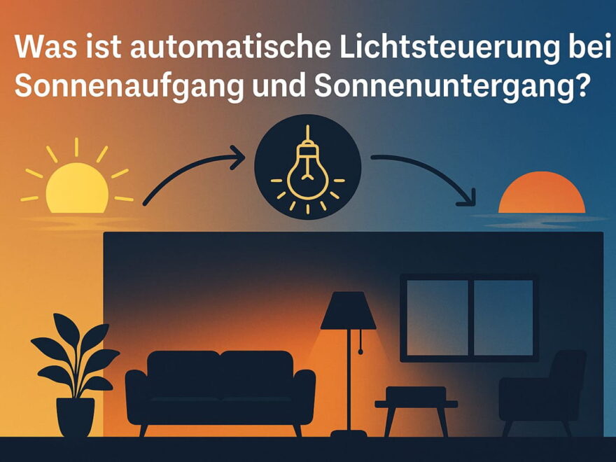 Automatische Lichtsteuerung bei Sonnenaufgang und Sonnenuntergang im Wohnzimmer visualisiert