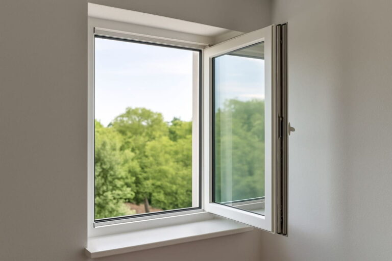 Geöffnetes Fenster als Symbol für automatisiertes Lüften