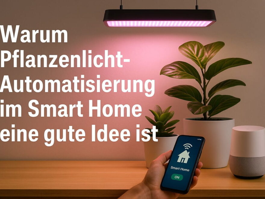 pflanzenlicht smart home Zwei Pflanzen unter LED-Pflanzenlicht, gesteuert per Smartphone im Smart Home