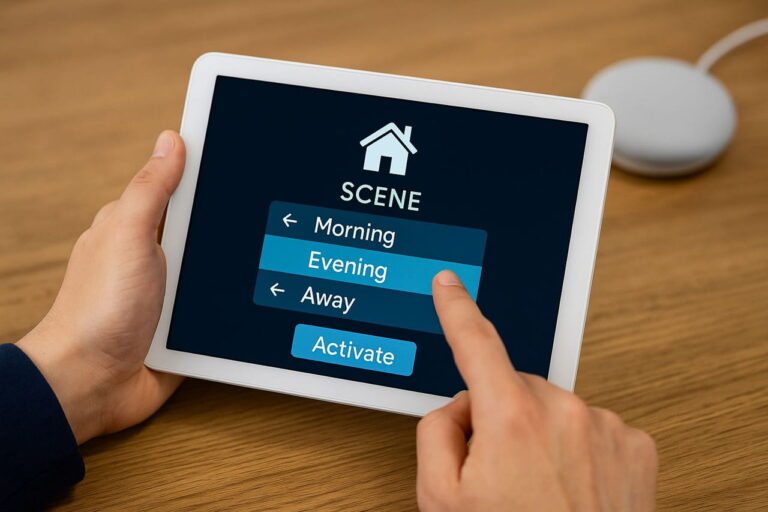 Smart-Home-Szenen erstellen auf einem Tablet per Fingertipp