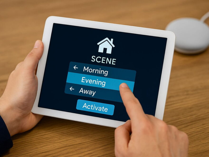 Smart-Home-Szenen erstellen auf einem Tablet per Fingertipp