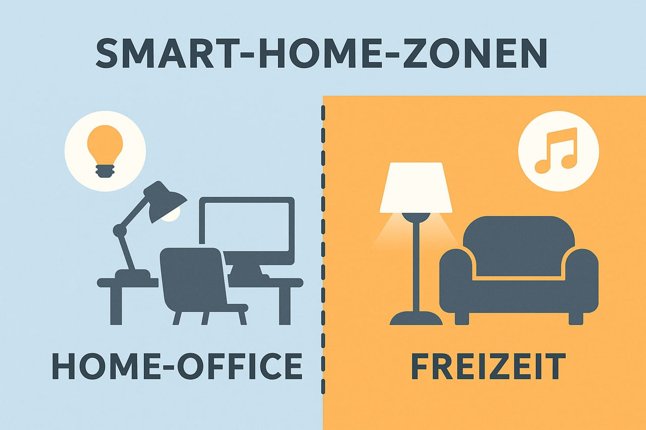 Darstellung von Smart-Home-Zonen für Home-Office und Freizeit