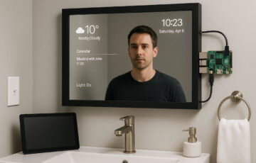 Smart Mirror zeigt Wetter, Uhrzeit und Kalender – Beispiel für Aufbau und Funktionsweise eines intelligenten Spiegels