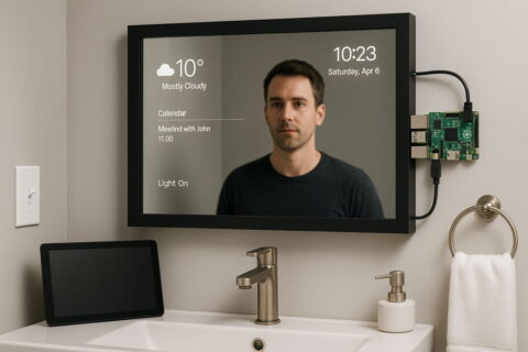 Smart Mirror zeigt Wetter, Uhrzeit und Kalender – Beispiel für Aufbau und Funktionsweise eines intelligenten Spiegels