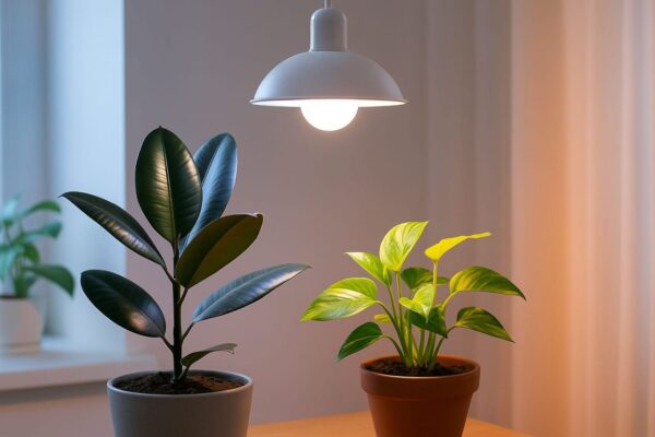 Tageslicht simulieren mit Pflanzenlicht im Smart Home Pflanzen unter LED-Licht mit Tageslicht-Simulation im Smart Home