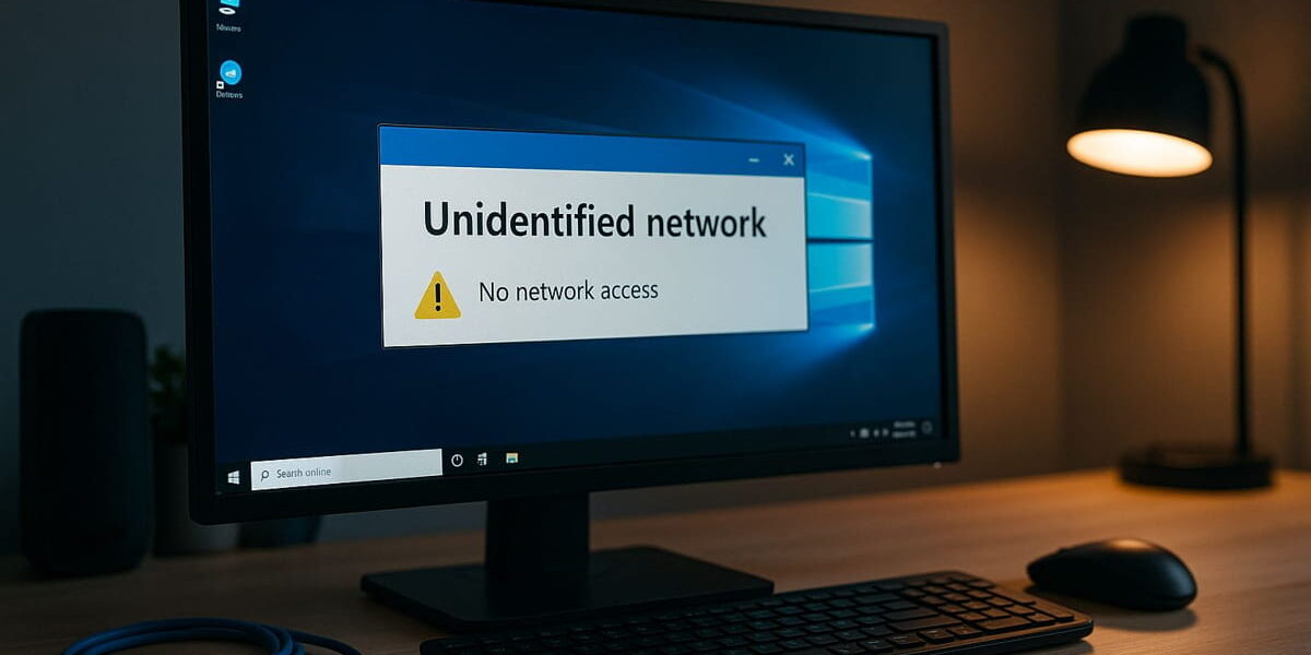 Windows-Fehlermeldung „Netzwerk nicht identifiziert“ auf einem PC