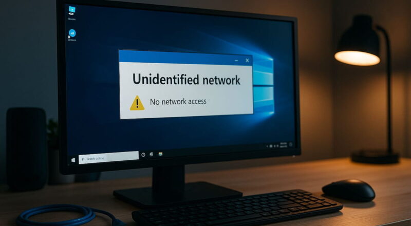 Windows-Fehlermeldung „Netzwerk nicht identifiziert“ auf einem PC