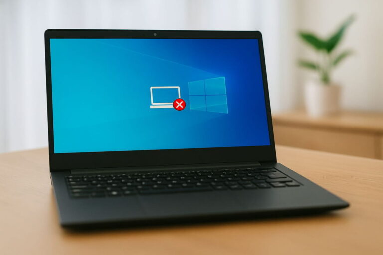 Laptop mit Netzwerksymbol-Fehler – Standardgateway nicht verfügbar