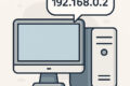 Symbolische Darstellung einer IP-Adresse auf einem Computerbildschirm