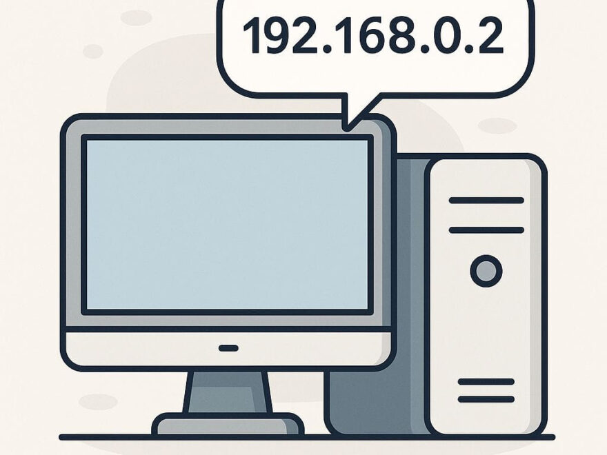 Symbolische Darstellung einer IP-Adresse auf einem Computerbildschirm