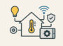 Illustration zeigt, wie Hausautomatisierung durch vernetzte Geräte und zentrale Steuerung im Smart Home funktioniert.