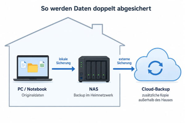 NAS als Cloud-Backup mit PC, NAS und externer Cloud-Sicherung