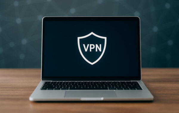 Laptop mit aktivem VPN-Symbol als Darstellung der VPN-Grundlagen und sicheren Internetverbindung