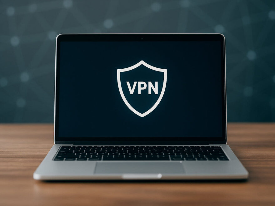 Laptop mit aktivem VPN-Symbol als Darstellung der VPN-Grundlagen und sicheren Internetverbindung