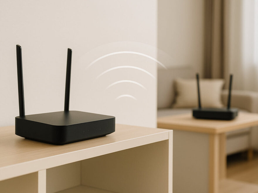 Zwei WLAN-Router in einem Zuhause zeigen die Verbindung im Repeater-Betrieb