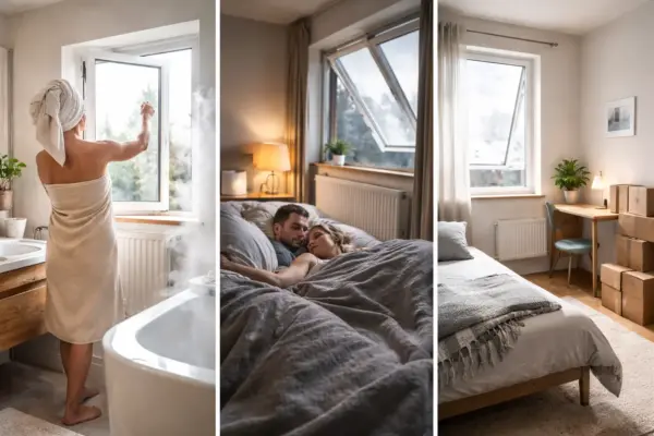 Heizungsnutzung in Bad, Schlafzimmer und Nebenräumen Heizen und Lüften in Bad, Schlafzimmer und wenig genutzten Räumen