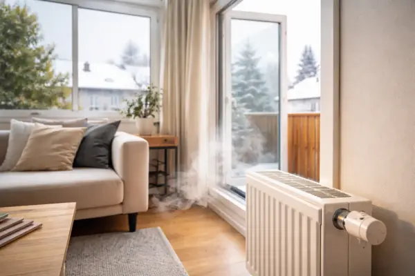 Heizung läuft bei offenem Fenster – unnötiger Wärmeverlust Heizung bei offenem Fenster verschwendet Energie im Wohnraum