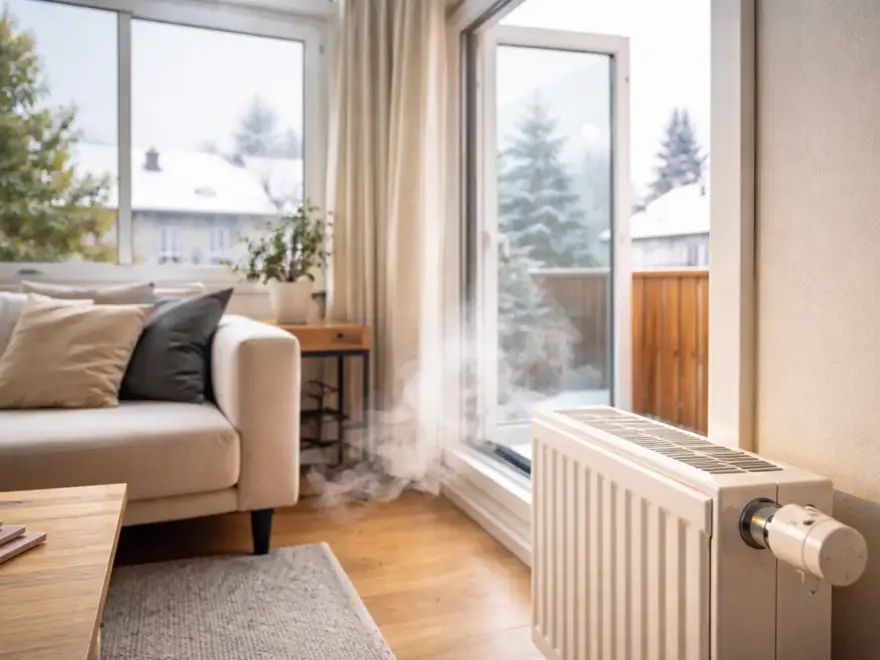 Heizung bei offenem Fenster verschwendet Energie im Wohnraum