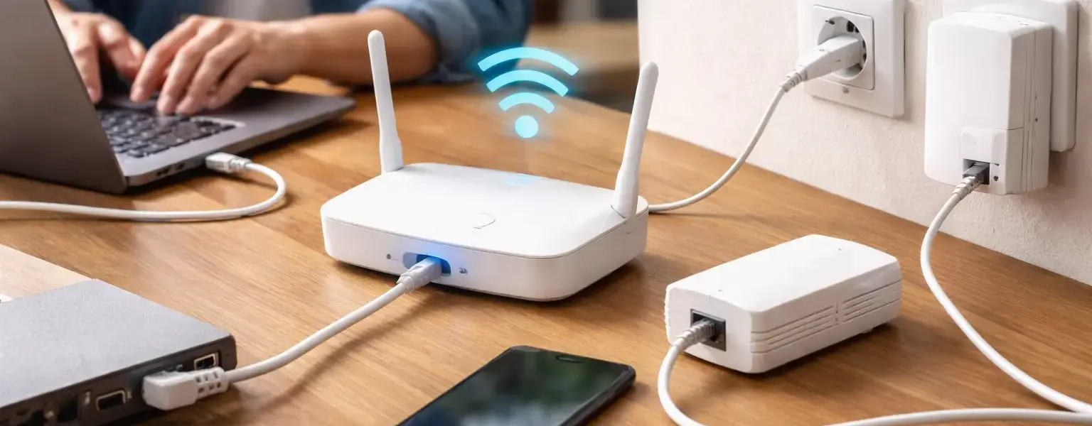 Darstellung der Netzwerkarten LAN, WLAN und Powerline im Heimnetz