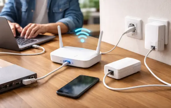 Darstellung der Netzwerkarten LAN, WLAN und Powerline im Heimnetz