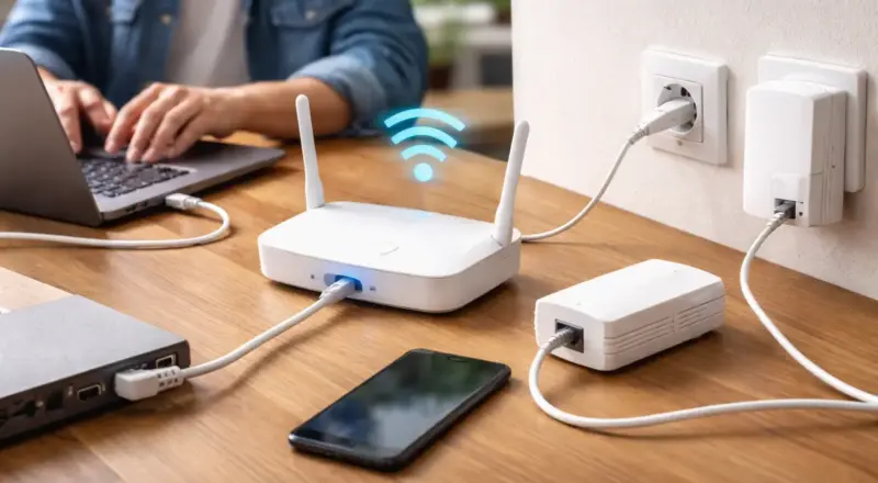 Darstellung der Netzwerkarten LAN, WLAN und Powerline im Heimnetz