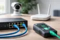 PoE-Switch versorgt IP-Kamera und WLAN-Access-Point über Netzwerkkabel