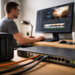 10-Gigabit-Netzwerk mit NAS und 10G-Switch in einem modernen Homeoffice