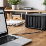 Netzwerkfestplatte (NAS) im Heimnetzwerk, per LAN mit Router verbunden