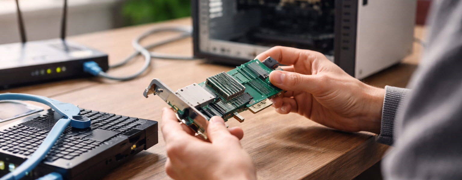 Netzwerkkarten als PCIe-Steckkarte beim Einbau in einen Desktop-PC