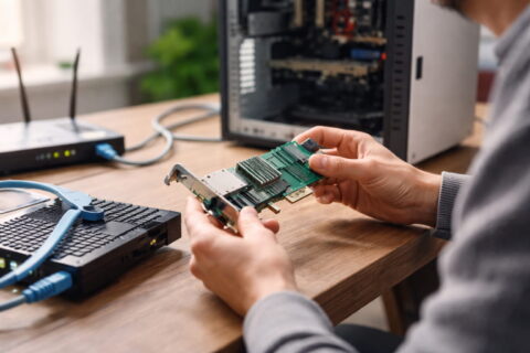 Netzwerkkarten als PCIe-Steckkarte beim Einbau in einen Desktop-PC