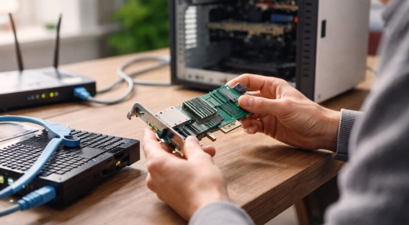 Netzwerkkarten als PCIe-Steckkarte beim Einbau in einen Desktop-PC