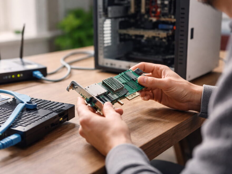 Netzwerkkarten als PCIe-Steckkarte beim Einbau in einen Desktop-PC