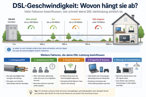 DSL Geschwindigkeit Einflussfaktoren wie Leitungslänge Router und Netz-Auslastung erklärt