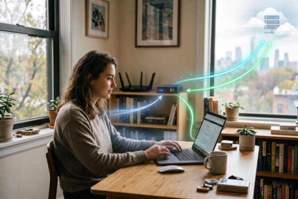 Proxy Server Ablauf: Anfrage vom Laptop über Proxy ins Internet und zurück